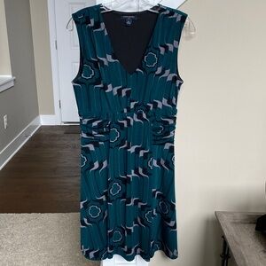 Banana Republic Teal and Black Midi Dress